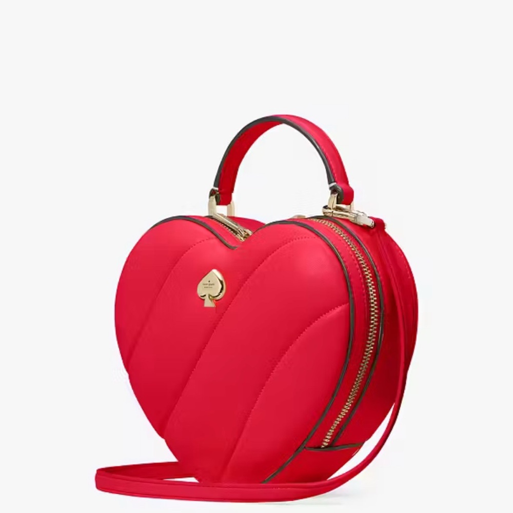 Kate Spade Love Shack Red Heart-Shaped Crossbody with Gold Accent
